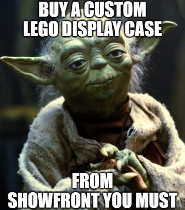 Master Yoda meme says buy a Lego Star Wars display case